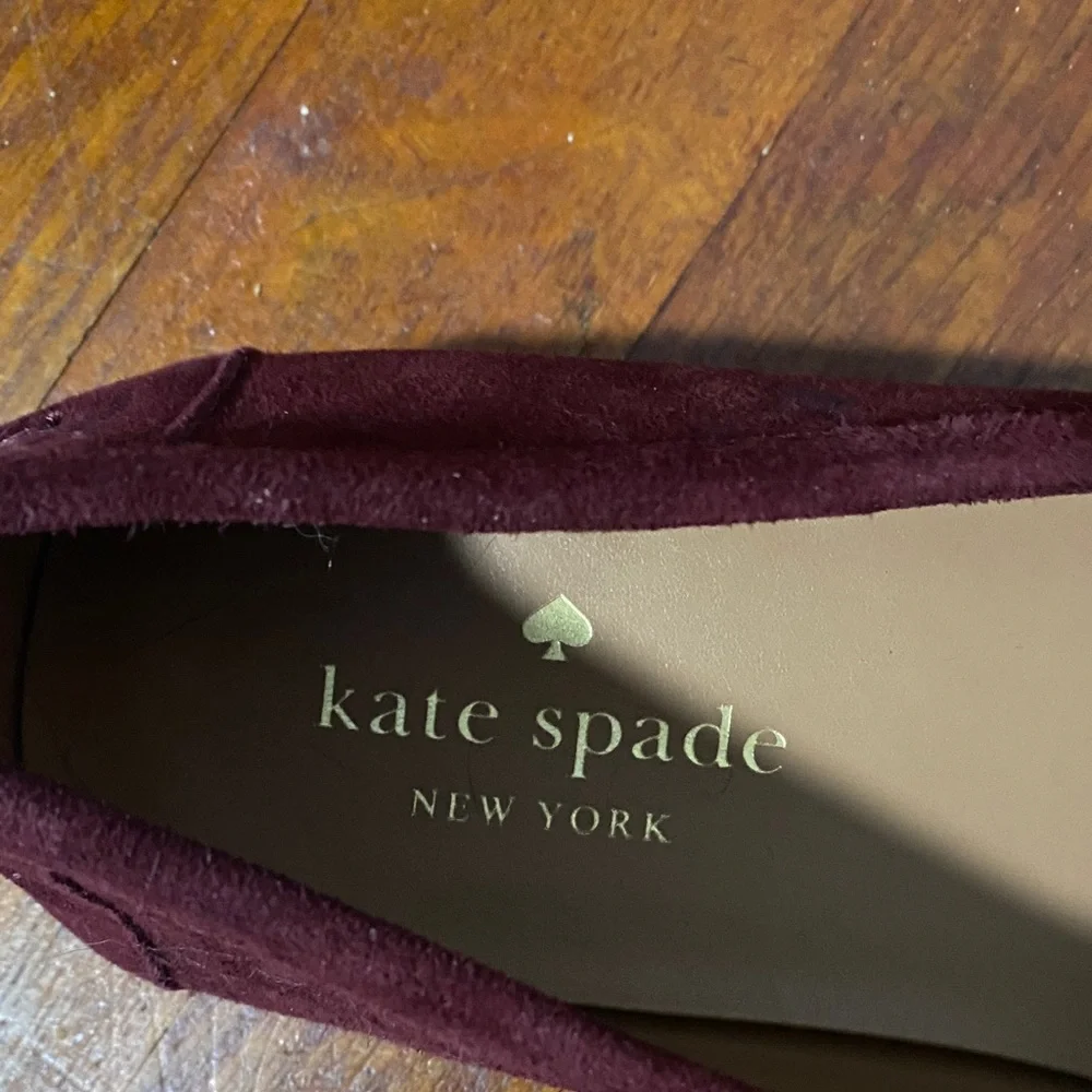 Kate Spade Deep Red Suede Loafers - Picture 2 of 9